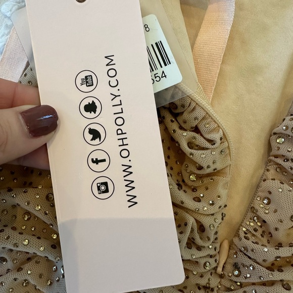 Oh Polly Plunge Mini Dress in Gold - Picture 11 of 13